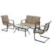 4 Pieces Outdoor Patio Furniture Set with Padded Glider Loveseat and Coffee Table-Brown - 27.5" x 48" x 37" (L x W x H