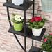 Outsunny 5 Tier Metal Plant Stand Half Moon Shape Ladder Flower Pot Holder Shelf for Patio Lawn Garden Balcony Decor, 2 Pack