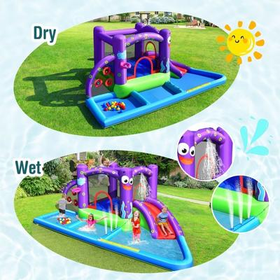 Inflatable Water Slide Castle without Blower - 182.5" x 118" x 69" (L x W x H)