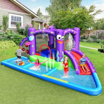 Inflatable Water Slide Castle without Blower - 182.5" x 118" x 69" (L x W x H)