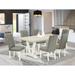 East West Furniture Kitchen Table Set- a Dining Table and Gray Linen Fabric Parson Chairs, Off-White(Pieces Options)