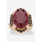 Women's 14K Gold Over Sterling Silver Ruby And Cubic Zirconia Ring by PalmBeach Jewelry in Ruby (Size 9)