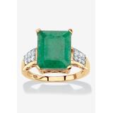 Women's Gold Over Sterling Silver Genuine Emerald And White Topaz Ring by PalmBeach Jewelry in Emerald (Size 9)