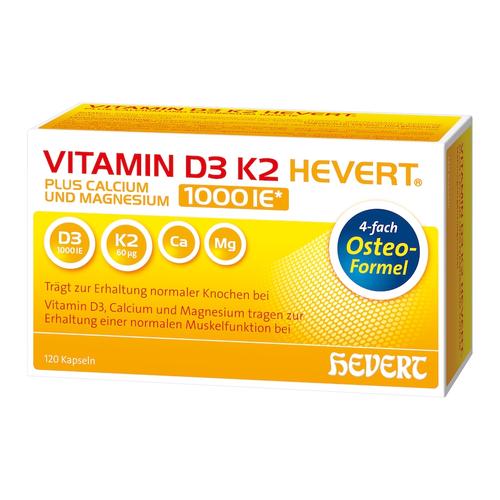 Hevert – VITAMIN D3 K2 Hevert plus Ca Mg 1000 IE/2 Kapseln Vitamine