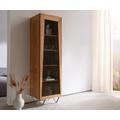 DELIFE Highboard Kayu 55x180 cm Akazie Natur Vitrine 1 Tür V-Fuß, Vitrinen