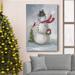 The Holiday Aisle® Snowman & Cardinal II Premium Gallery Wrapped Canvas - Ready To Hang Canvas, in Black/Blue/Green | 27 H x 18 W x 1 D in | Wayfair