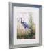 Rosecliff Heights Jean Plout 'In The Reeds Blue Heron' Matted Framed Art Canvas in Blue/Green/White | 17.5 H x 14.5 W x 0.75 D in | Wayfair