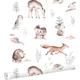 Papier peint animaux de la forêt vintage - 0,53 x 10,05 m de Estahome blanc, orange et marron