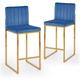 Deco In Paris - Lot de 2 tabourets de bar design en velours bleu frida - bleu