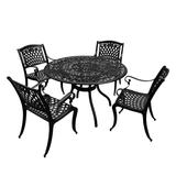 Rose Outdoor Lattice 48 inch Bronze Round Dining Set with Four Chairs