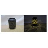 Hi-Line Gift 15IN SOLAR BLACK AND YELLOW WAVE METAL LANTERN W/ WW LED