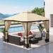 Outsunny 13' x 11' Patio Gazebo Canopy Garden Tent Sun Shade, Outdoor Shelter with 2 Tier Roof, Netting and Curtains