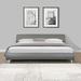 Modern Style King Size Faux Leather Upholstered Platform Bed Frame, Curve Design