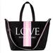 Victoria's Secret Bags | New Victorias Secret Love Weekender Tote Travel Bag Vs | Color: Black/Pink | Size: Os