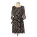 Sweet Storm Casual Dress: Tan Chevron/Herringbone Dresses - Women's Size Small