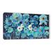 Red Barrel Studio® Indigo Flowers - Painting on Canvas Canvas, Faux Fur in Blue/Brown/Gray | 24 H x 48 W x 2 D in | Wayfair