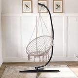 Dakota Fields Lazy Daze C Shape Metal Hammock Chair Stand Metal in Black | 83 H x 44 W x 33.5 D in | Wayfair 4585F28522314D52999D1133C2F50F80