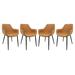 LeisureMod Markley Modern Leather Dining Arm Chair With Metal Legs Set of 4 in Light Brown - Leisuremod EC26BR4