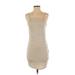 Forever 21 Casual Dress - Bodycon Square Sleeveless: Tan Solid Dresses - Women's Size Small