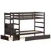 Costway Twin Over Twin Bunk Bed with Storage Shelf and Drawer-Dark Brown