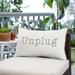 Humble + Haute Indoor/Outdoor Sunbrella Lumbar "Unplug" Embroidered Pillow