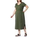 Amazon Essentials Damen Midi-T-Shirt-Kleid Kurze Ärmel Gürtel, Olivgrün, S
