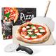 Pizza Stone for Oven & Grill with Peel and Cutter | Focaccia Bread Cooking Set | Baking Kit & Recipe Book, Paddle | Platter for Gas & Charcoal BBQ Accessory | Bake Pastries, Tarts Calzone & Pitas