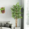 YOLEO 6FT Artificial Ficus Silk Tree Fake Ficus Tree with Lifelike Leaves Faux Tall Plant for Living Room Bedroom Balcony Corner Office Decor