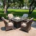 Wildon Home® Amayia Square 4 - Person 104.72" Long Outdoor Dining Set w/ Cushions Glass in Brown | 47.24 W x 47.24 D in | Wayfair