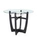 Orren Ellis Dining Table w/ Clear Tempered Glass Top Wood in Black/Brown | 34.96 H x 41.97 W x 41.97 D in | Wayfair