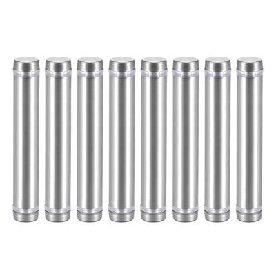 Glass Standoff Double Head Stainless Steel Standoff Holder 12mm x 74mm 8 Pcs - Silver Tone