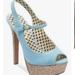 Jessica Simpson Shoes | Jessica Simpson Eddy Blue Suede Peep Toe Heels. | Color: Blue | Size: 8