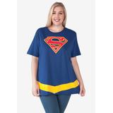 Plus Size Women's DC Comics Supergirl Costume T-Shirt by DC Comics in Blue (Size 4X (26-28))