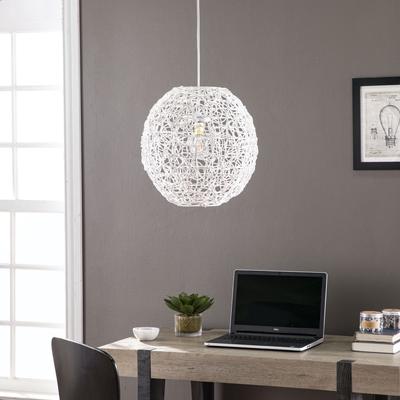 Alakesh Round Woven Pendant Shade by SEI Furniture in White