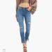Free People Jeans | Free People Great Heights Frayed Skinny Jeans Blue Med Wash Stretch Denim Sz 25 | Color: Blue | Size: 25