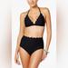 Kate Spade Swim | Kate Spade Black Scalloped Triangle Bikini Top & High-Waist Bikini Bottom Set | Color: Black | Size: M