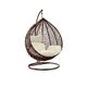 Rattan Swing Egg Chair Hanging Garden Hammock with Cushions & Stand Outdoor Indoor Furniture (Brown Egg Chair & White Cushion)
