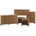 Bush Furniture Somerset Full/Queen Size Headboard, Dressers and Nightstands Bedroom Set in Fresh Walnut - Bush Furniture SET036FW