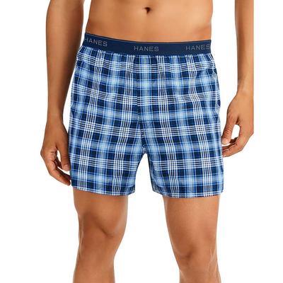 Hanes Men's Cool Comfort Woven Boxers 6-Pack (Size XXL) Blue Multi/Plaid/Assorted, Cotton,Polyester