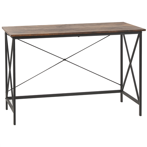 Schreibtisch Dunkelbraun MDF-Platte Holzoptik 115 x 60 cm Metallgestell Schwarz rechteckig Industrial Style für Büro Wohnzimmer Jugendzimmer