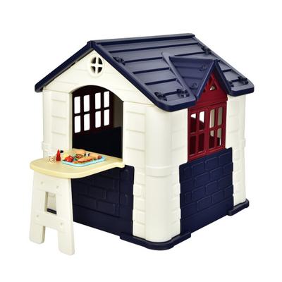 Costway Kid’s Playhouse Pretend Toy House For Boys and Girls 7 Pieces Toy Set-Blue