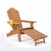 Folding Adirondack Chair with Pullout Ottoman with Cup Holder and Oversized, Poly Lumber for Patio Deck Garden