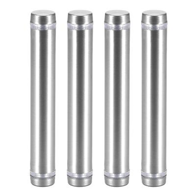 Glass Standoff Double Head Stainless Steel Standoff Holder 12mm x 84mm 4 Pcs - Silver Tone