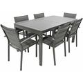 Set Tavolo e 6 Sedie da Giardino in Alluminio e Textilene Antracite
