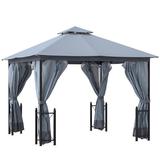 Outsunny 13 Ft. W x 11 Ft. D Steel Patio Gazebo Metal/Steel/Soft-top in Black/Brown/Gray | 114 H x 156 W x 132 D in | Wayfair 84C-331LG