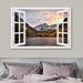 IDEA4WALL Canvas Print Wall Art Window View Sunset Autumn Mountain Lake Nature Wilderness Photography Realism Rustic Landscape Colorful Multicolor Sce Canvas | Wayfair