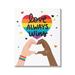 Stupell Industries Love Always Wins Rainbow Heart Hand Gesture Wall Plaque Art By Angela Nickeas Canvas/ in White | 40 H x 30 W x 1.5 D in | Wayfair