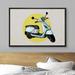 SIGNLEADER 17 Stories Framed Canvas Print Wall Art Blue Vespa w/ Yellow Circle Background Transportation Shapes Illustrations Pop Art Chic Colorful Ultra For L Canvas | Wayfair