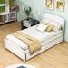 Harriet Bee Divyansh Twin Size 2 Drawers Platform Bed w/ Headboard Wood in White | 37.5 H x 41.7 W x 79.5 D in | Wayfair