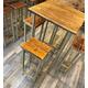Tall Rustic Bar Table And Stool Set, Gold Steel